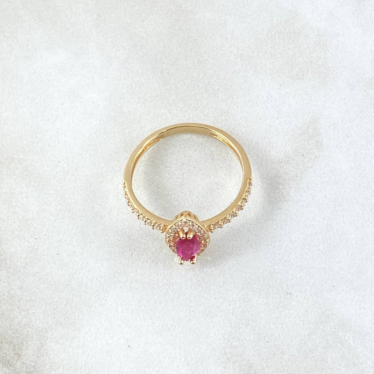 Marqueza Eye Ring 2.1gr / T6 1/2 / White Fuchsia Zircons 18K Yellow Gold
