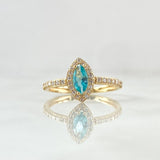 Marqueza Eye Ring 2.15gr / Size 7 / White Zircons Blue 18K Yellow Gold