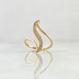 Perpendicular Curve Ring 1.7gr / T6 1/4 / White Zircons 18K Yellow Gold
