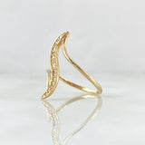 Perpendicular Curve Ring 1.7gr / T6 1/4 / White Zircons 18K Yellow Gold