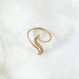 Perpendicular Curve Ring 1.7gr / T6 1/4 / White Zircons 18K Yellow Gold
