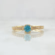 Anillo Solitario Seis Puntas 2.1gr / T7 / Circones Blancos Azul Oro Amarillo 18K