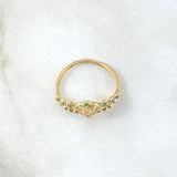 Anillo 15s Corona Bizantina 1.7gr / T6 / Circones Verdes Oro Amarillo 18K