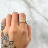 Anillo 15s Corona Bizantina 1.7gr / T6 / Circones Verdes Oro Amarillo 18K