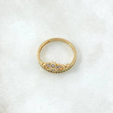 Bouquet Crown Ring 2.55gr / Size 6 3/4 / White Green Zircons 18K Yellow Gold