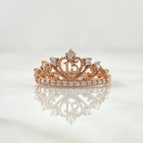 15s Ring Dotted Crown 2.05gr / Size 6 1/2 / White Zircons 18K Rose Gold