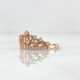 15s Ring Dotted Crown 2.05gr / Size 6 1/2 / White Zircons 18K Rose Gold