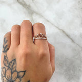 15s Ring Dotted Crown 2.05gr / Size 6 1/2 / White Zircons 18K Rose Gold