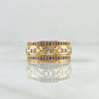GC Ring Double Rail 4.25gr / Size 7 / Multicolor Zircons Two 18K Yellow and White Golds