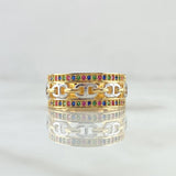 GC Ring Double Rail 4.25gr / Size 7 / Multicolor Zircons Two 18K Yellow and White Golds