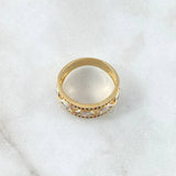 GC Ring Double Rail 4.25gr / Size 7 / Multicolor Zircons Two 18K Yellow and White Golds