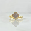 Anillo Trebol Tupido 2.5gr / T5 3/4 / Circones Blancos Oro Amarillo 18K