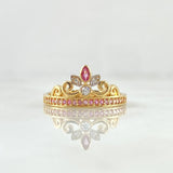 Buquet Crown Ring 2.5gr / Size 7 1/4 / White Zircons Lilac 18K Yellow Gold
