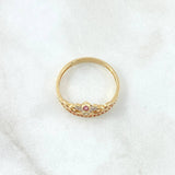Buquet Crown Ring 2.5gr / Size 7 1/4 / White Zircons Lilac 18K Yellow Gold
