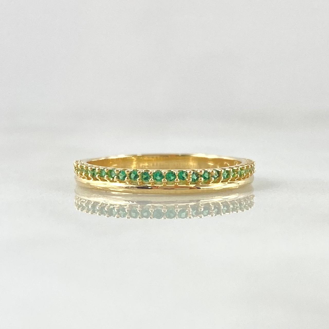 Anillo Churumbela Linea Parcial 1.7gr / T5 3/4 / Circones Verdes Oro Amarillo 18K