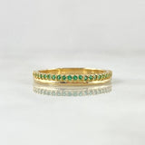 Anillo Churumbela Linea Parcial 1.7gr / T5 3/4 / Circones Verdes Oro Amarillo 18K
