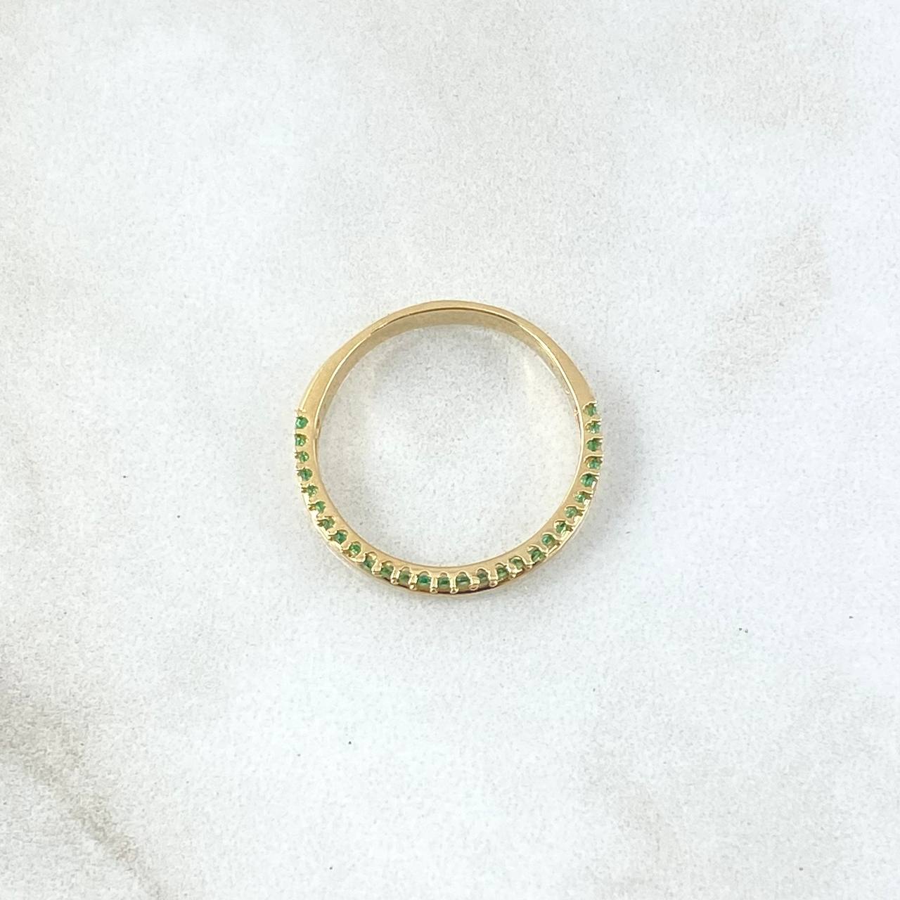 Anillo Churumbela Linea Parcial 1.7gr / T5 3/4 / Circones Verdes Oro Amarillo 18K