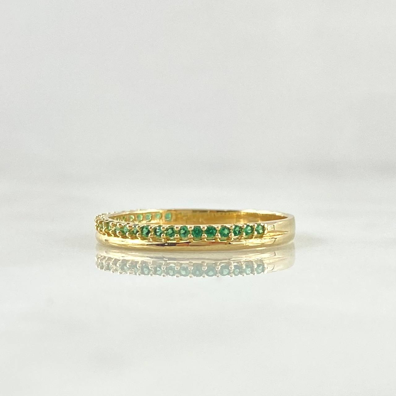 Anillo Churumbela Linea Parcial 1.7gr / T5 3/4 / Circones Verdes Oro Amarillo 18K