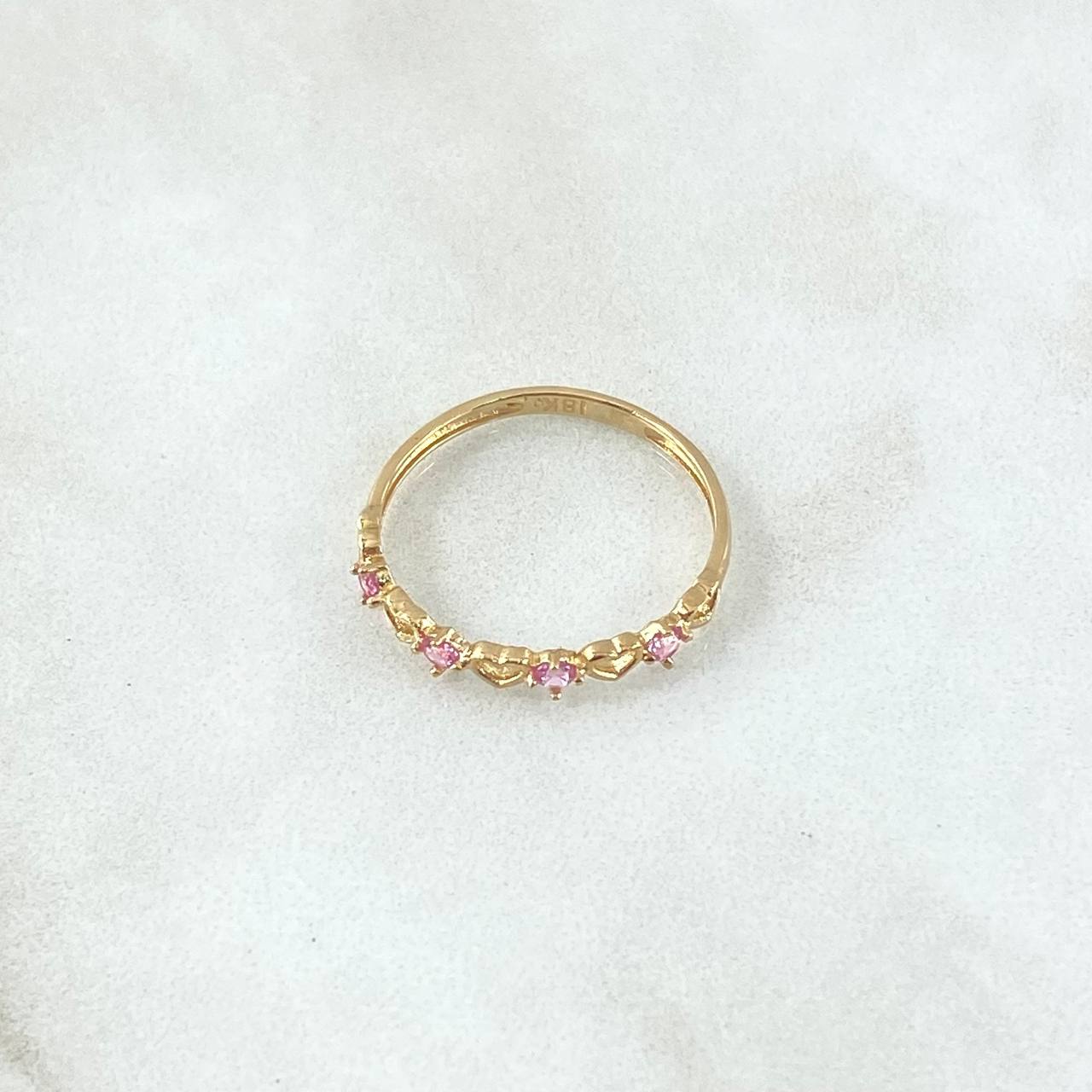 Interlaced Hearts Ring 1.05gr / Size 7 1/4 / Lilac Zircons 18K Yellow Gold