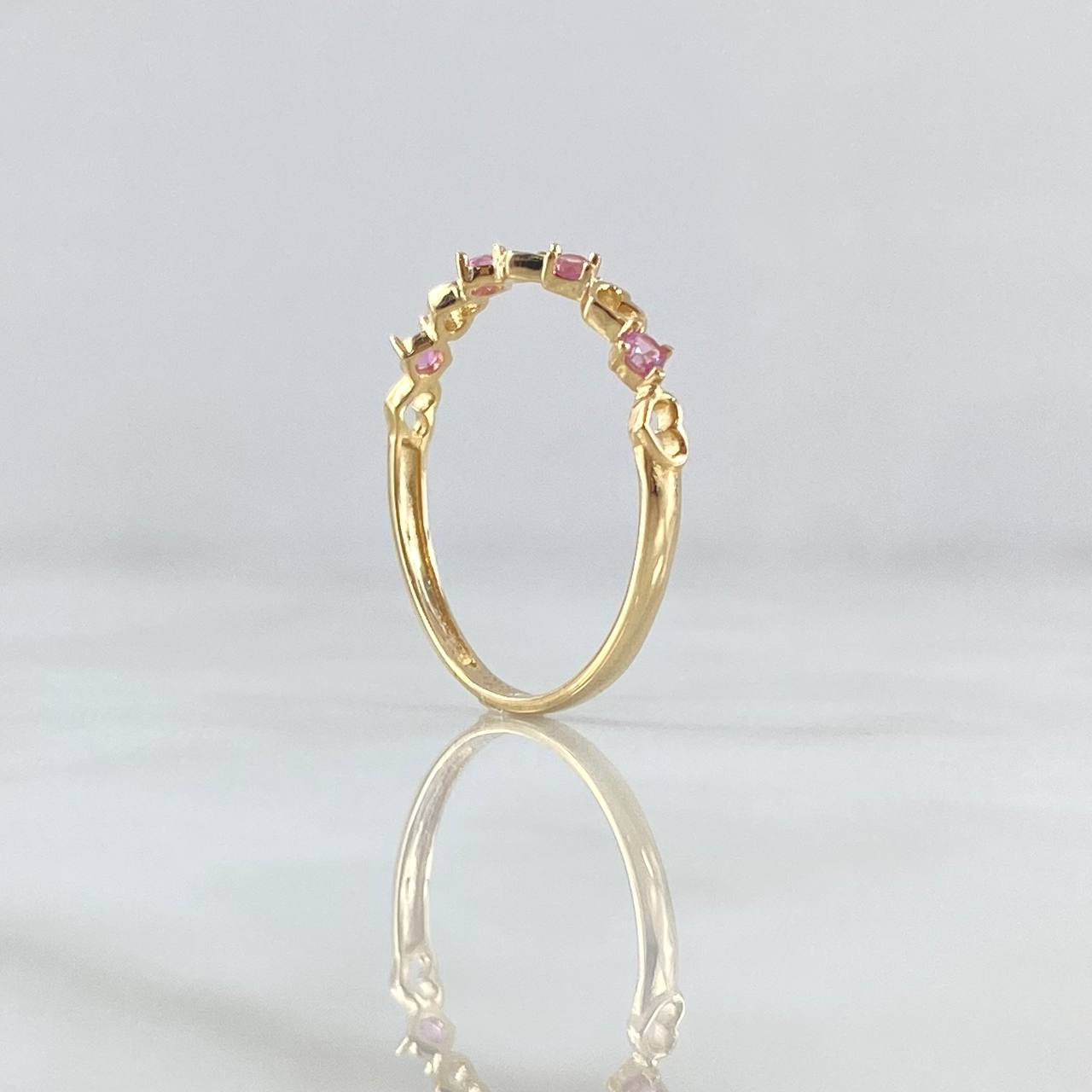 Interlaced Hearts Ring 1.05gr / Size 7 1/4 / Lilac Zircons 18K Yellow Gold