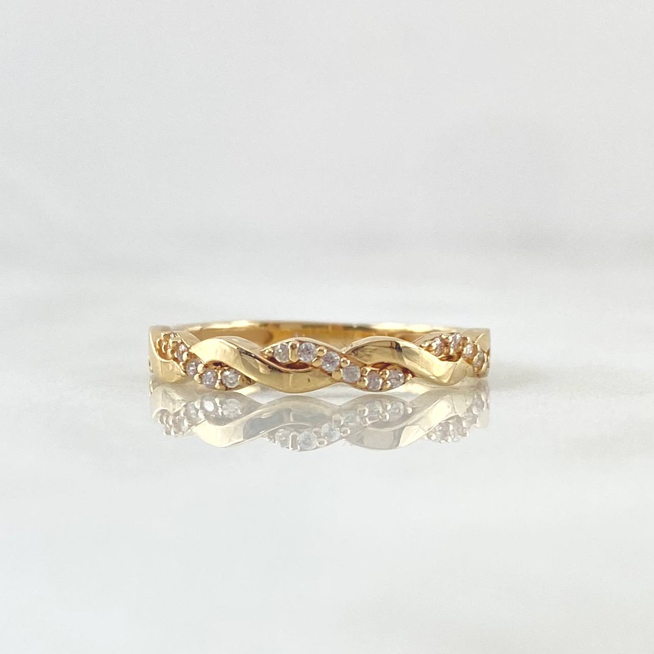 Intertwined Waves Ring 1.9gr / Size 7 / White Zircons 18K Yellow Gold ©