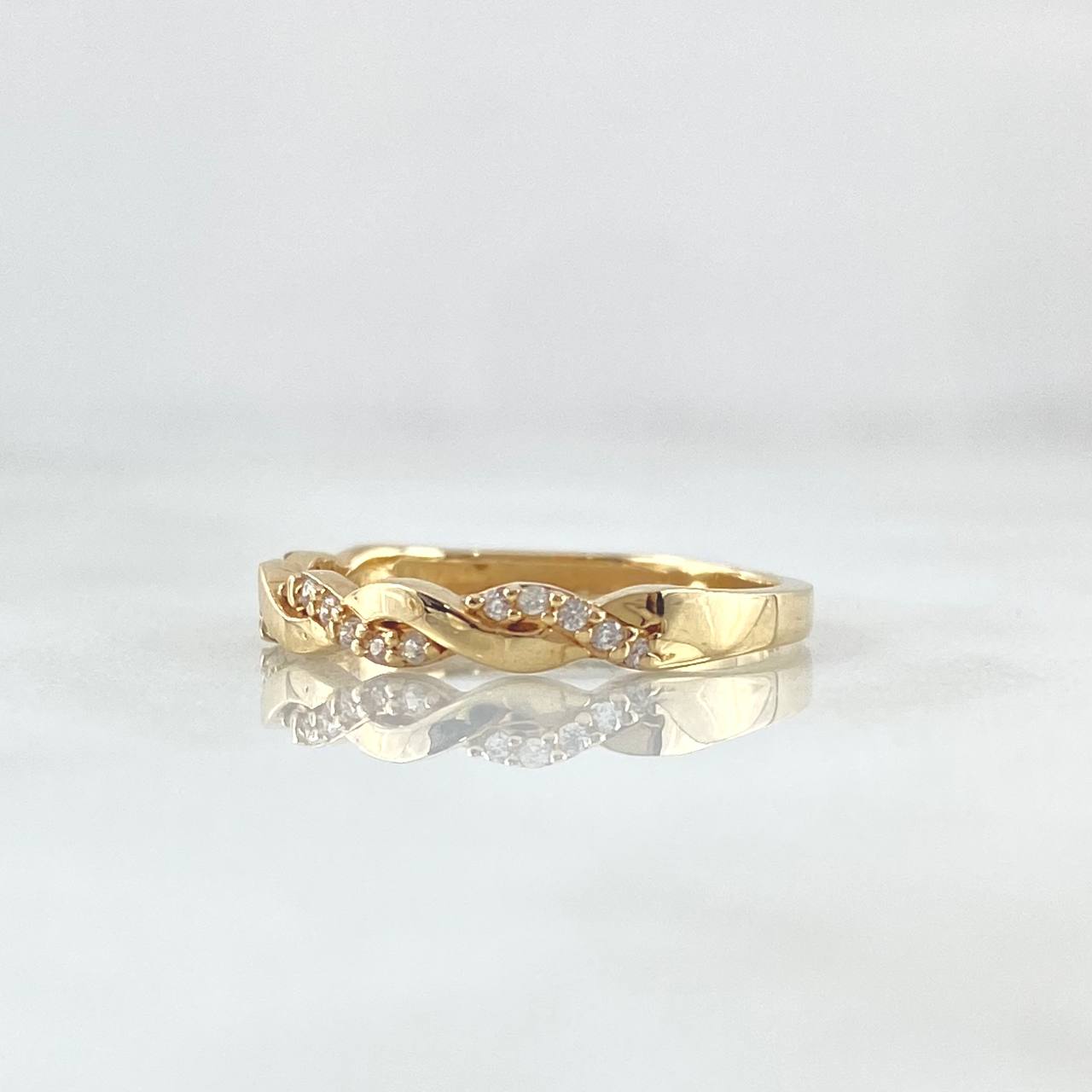 Intertwined Waves Ring 1.9gr / T5 3/4 / White Zircons 18K Yellow Gold