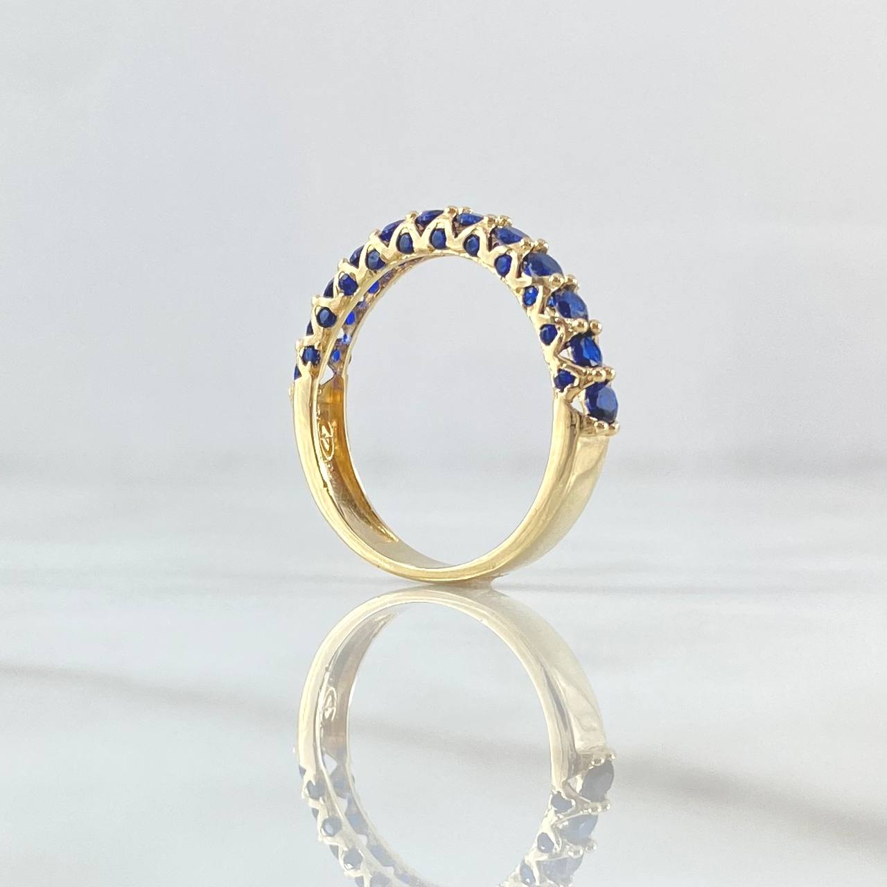 Vertebral Churumbela Ring 2.9gr / T7 1/4 / Royal Blue Zircons 18K Yellow Gold