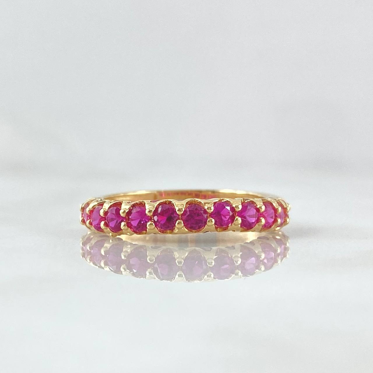 Vertebral Churumbela Ring 2.85gr / T7 / Fuchsia Zircons 18K Yellow Gold