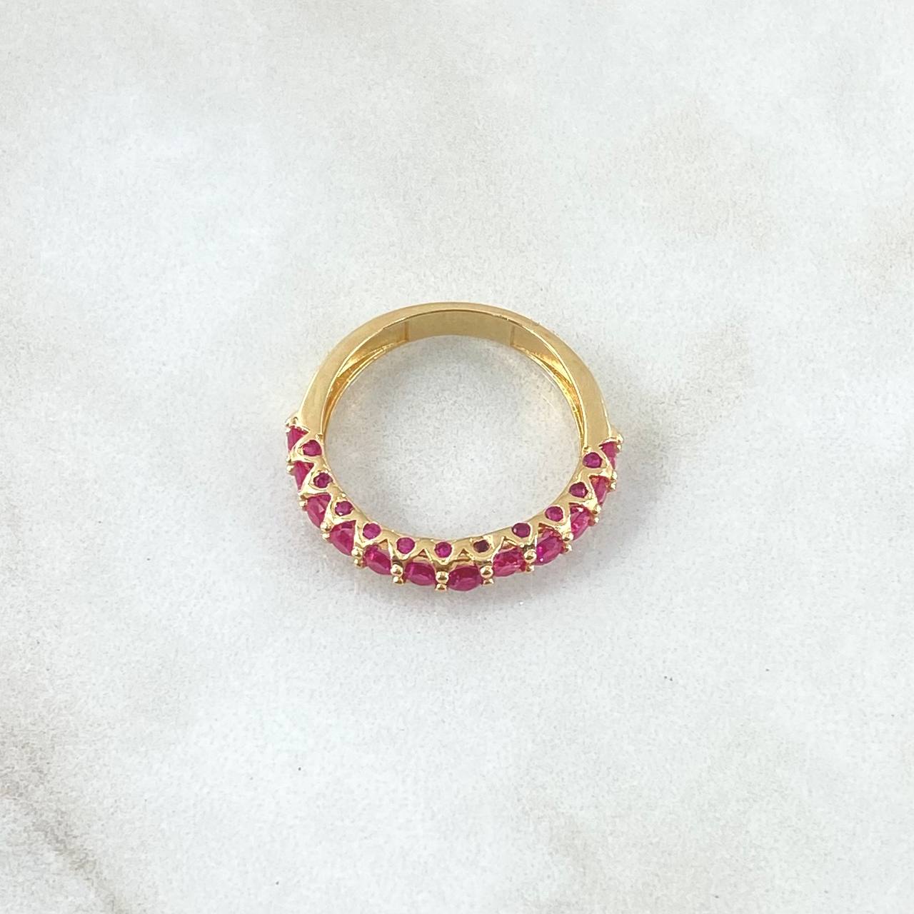 Vertebral Churumbela Ring 2.85gr / T7 / Fuchsia Zircons 18K Yellow Gold
