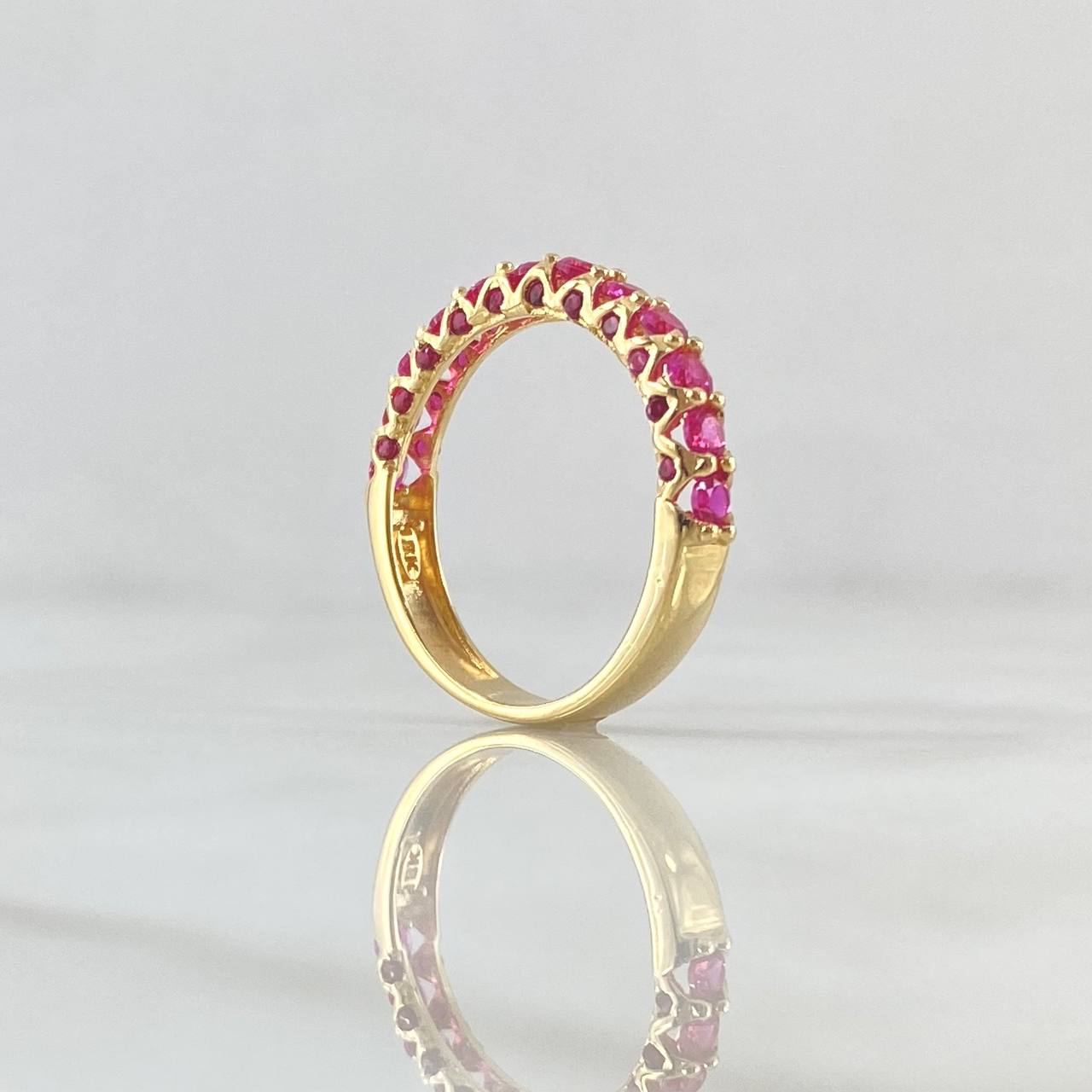 Vertebral Churumbela Ring 2.85gr / T7 / Fuchsia Zircons 18K Yellow Gold