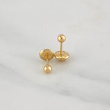 Plain Bead Stud Earrings 0.45 g / in / 3 mm Yellow Gold 18K