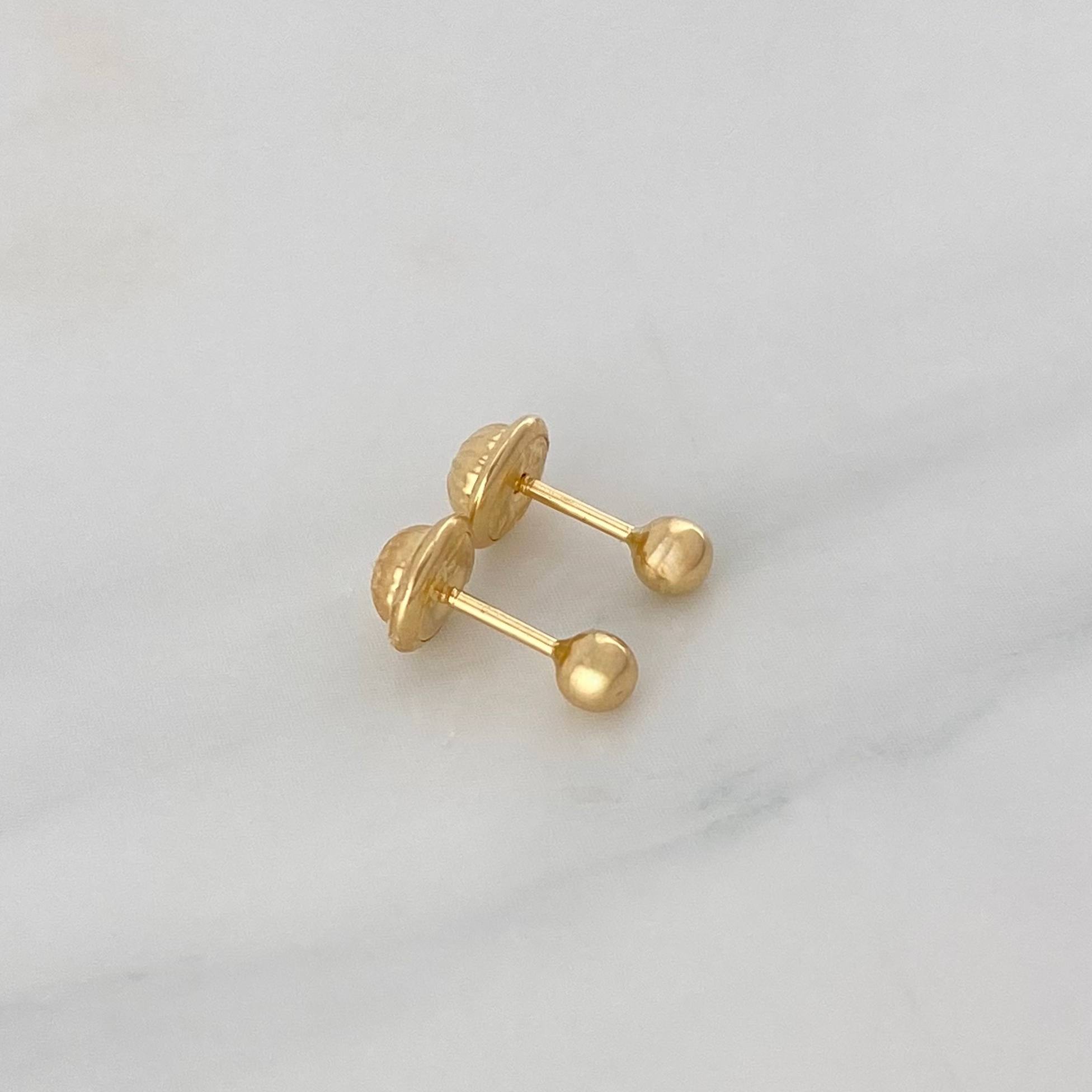 Plain Bead Stud Earrings 0.45 g / in / 3 mm Yellow Gold 18K