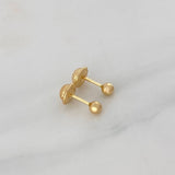 Plain Bead Stud Earrings 0.45 g / in / 3 mm Yellow Gold 18K
