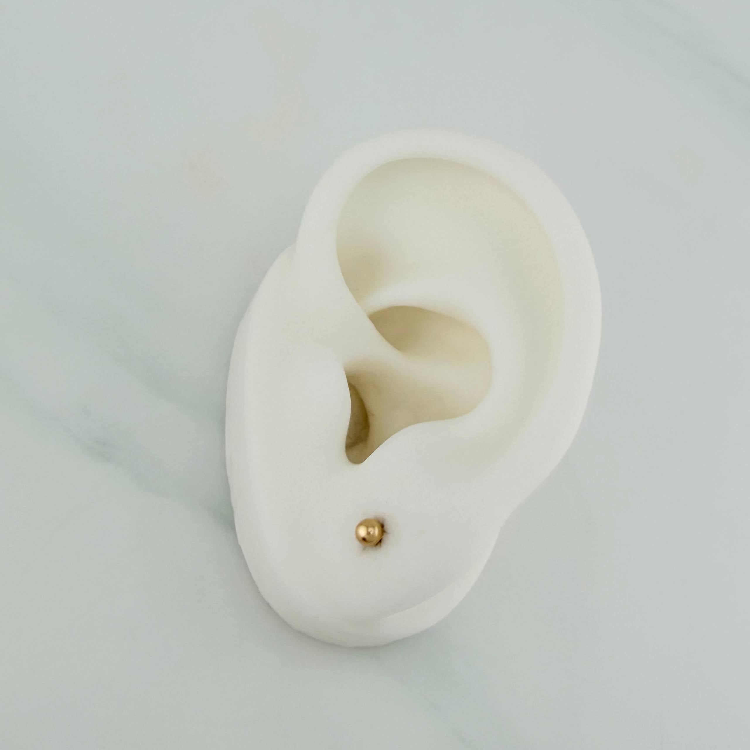 Plain Bead Stud Earrings 0.45 g / in / 3 mm Yellow Gold 18K