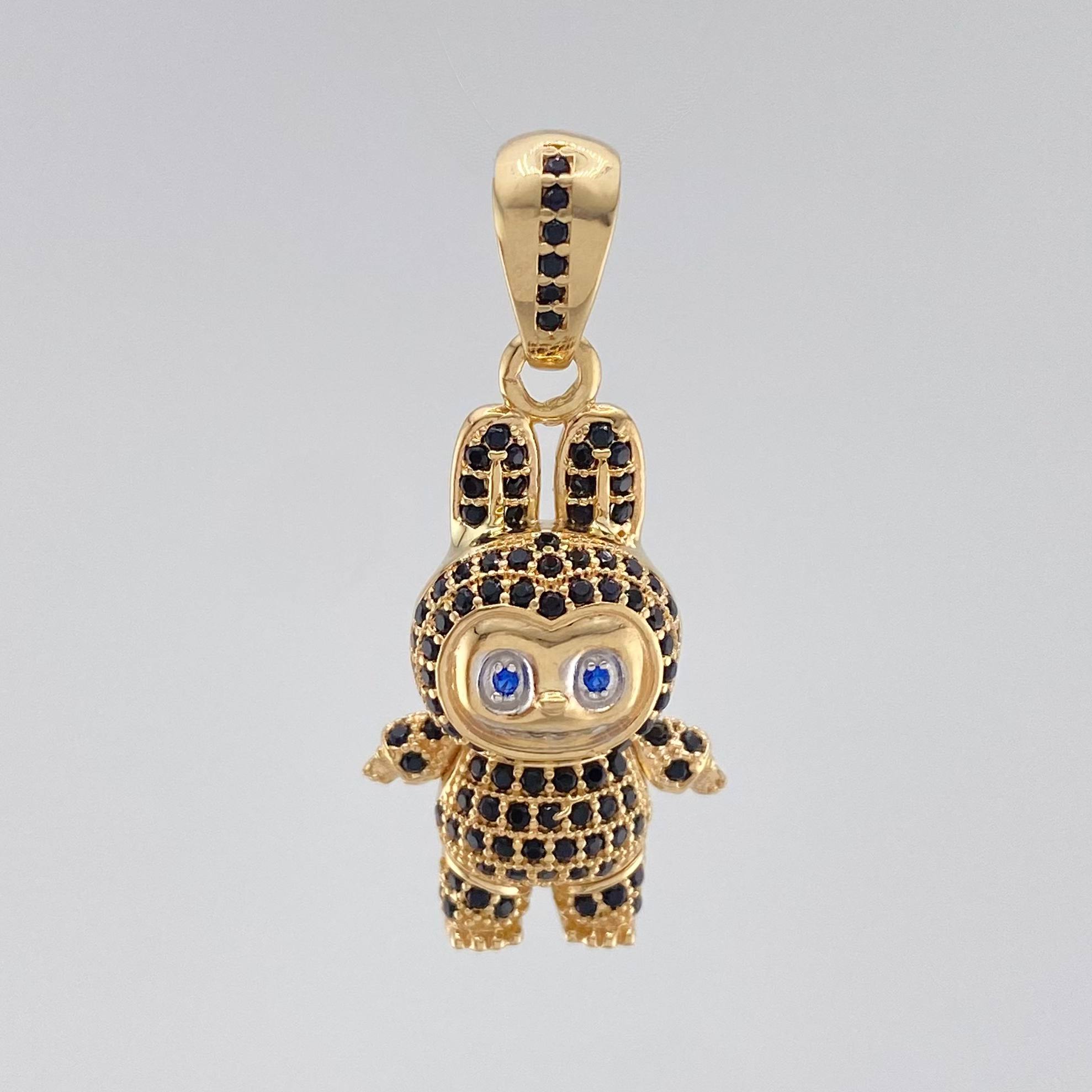 Dije Conejo Sonriente 5.9 g / 1 1/2 in Dos Oros Amarillo Blanco 18K