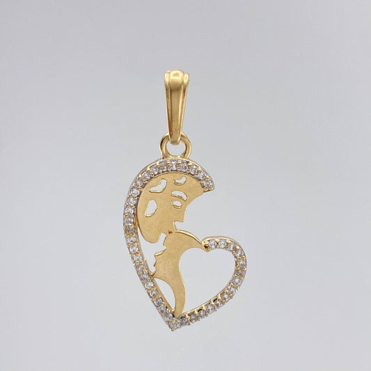 Dije Corazon 2.3 g / 1 1/4 in Dos Oros Amarillo Blanco 18K