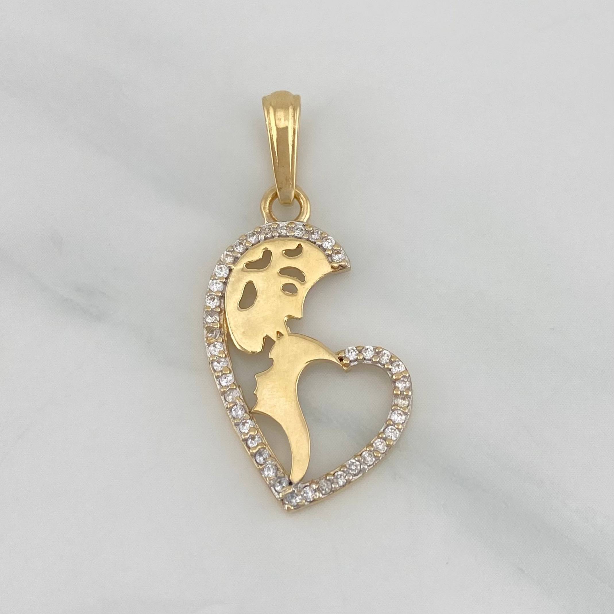 Dije Corazon 2.3 g / 1 1/4 in Dos Oros Amarillo Blanco 18K