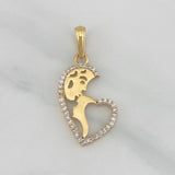Dije Corazon 2.3 g / 1 1/4 in Dos Oros Amarillo Blanco 18K
