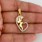 Dije Corazon 2.3 g / 1 1/4 in Dos Oros Amarillo Blanco 18K