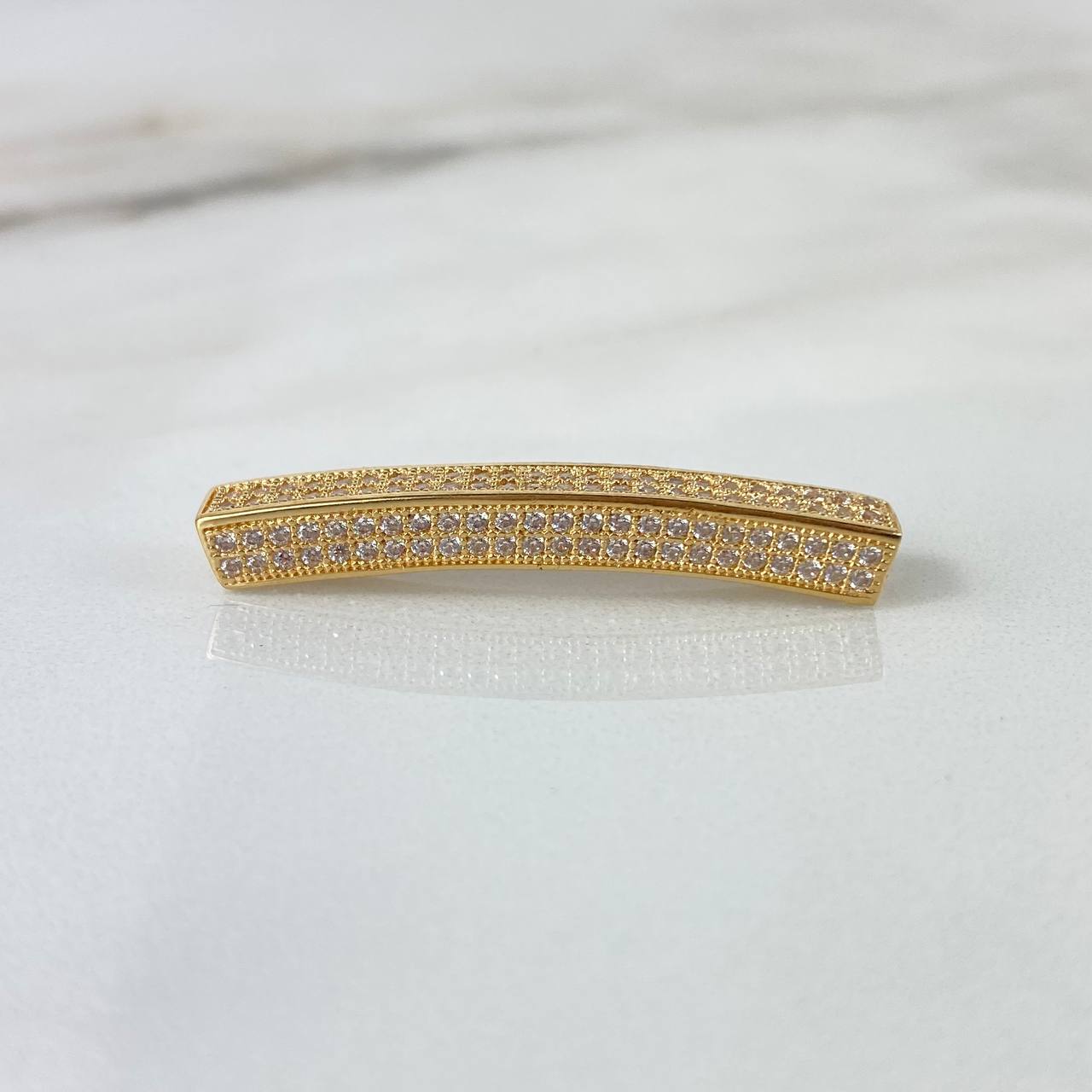 Charm Bar 5.45gr / 3.8cm / White Zircons Yellow Gold ©