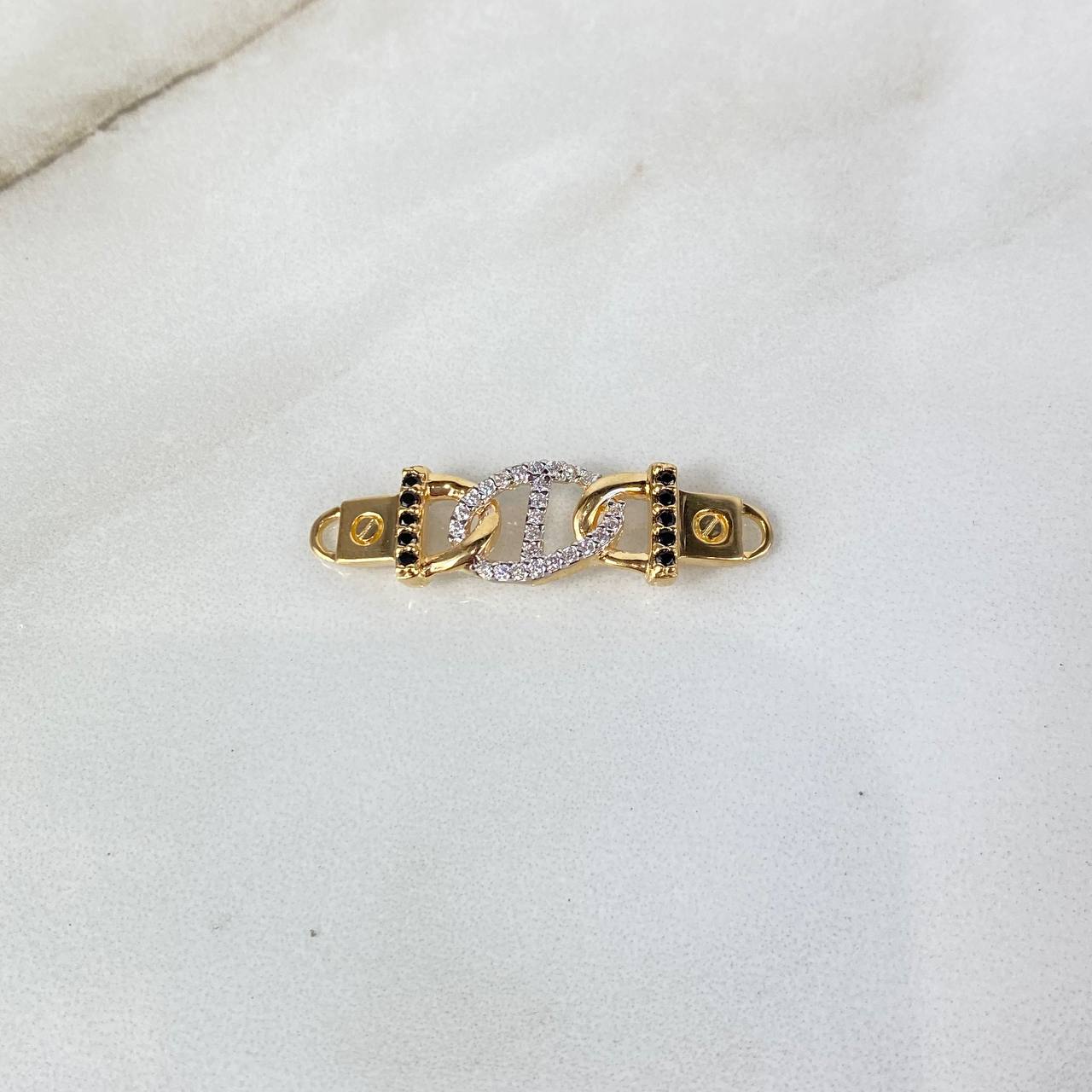 Charm Belt 2.55gr / 3.3cm / White Black Zircons Yellow Gold ©