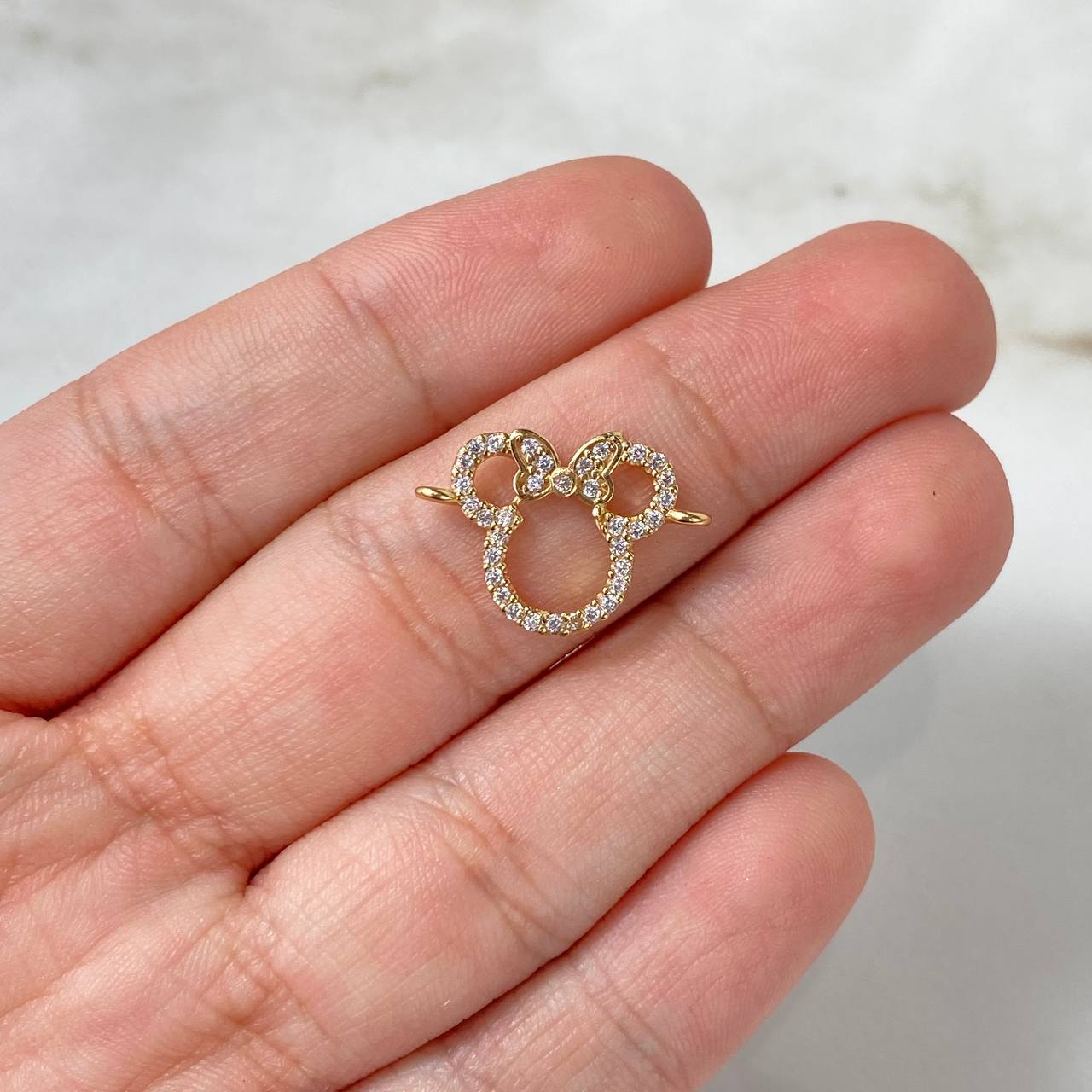 Charm Mini Silhouette 1.05gr / 1.7cm / White Zircons Yellow Gold ©