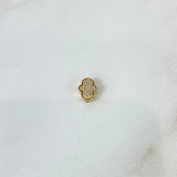 Charm Hamsa Hand 1gr / 0.9cm / White Zircons Yellow Gold ©