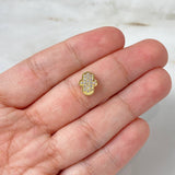 Charm Hamsa Hand 1gr / 0.9cm / White Zircons Yellow Gold ©
