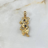 Pendant Panther 5.9gr / 4.3cm / White Black Green Zircons Yellow Gold ©