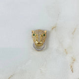Charm Panther Face 3.3gr / 2cm / White Zircons green Yellow Gold ©