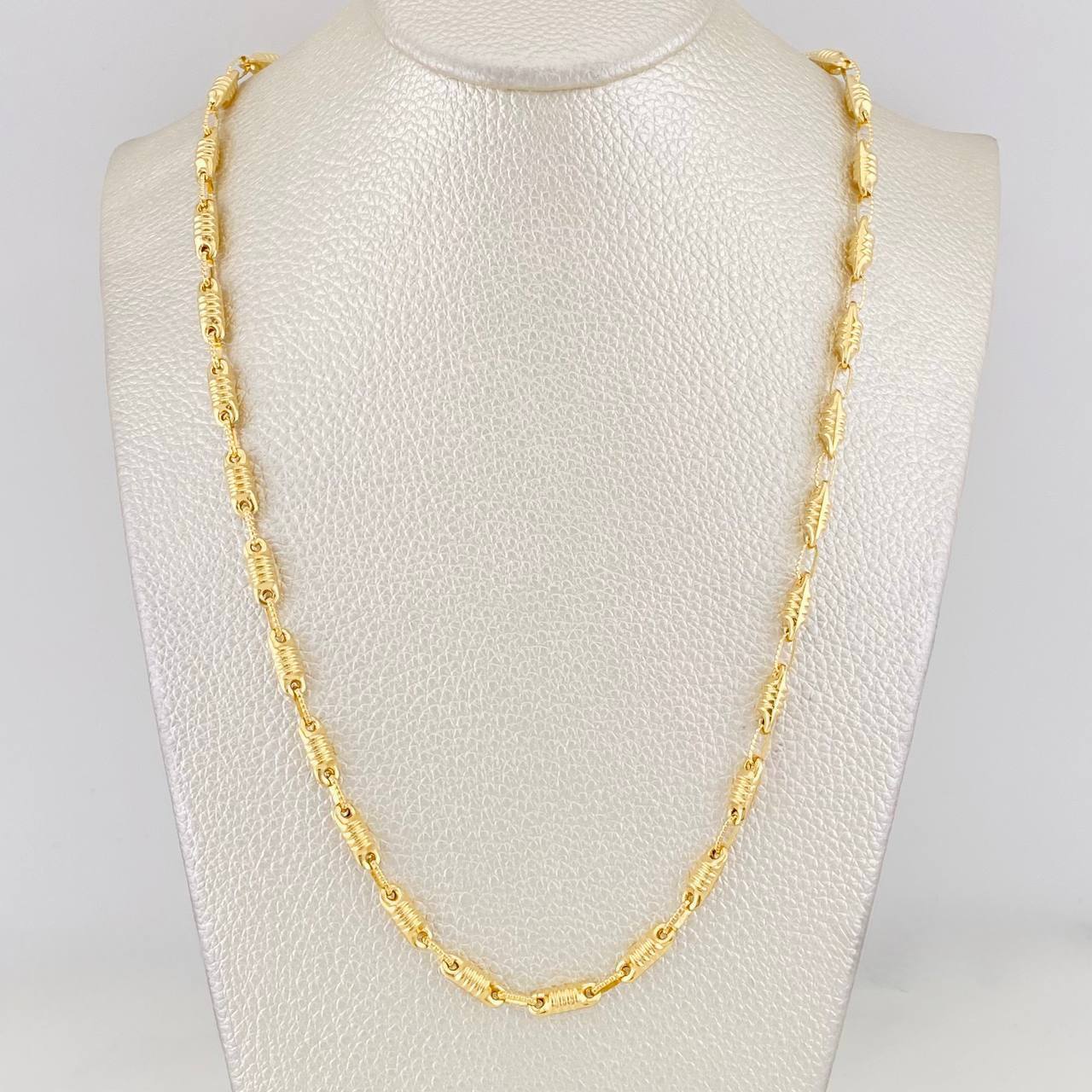 Cadena Rustica Barril Rayado 14.5g / 24 in / 3.6mm Oro Amarillo 18K