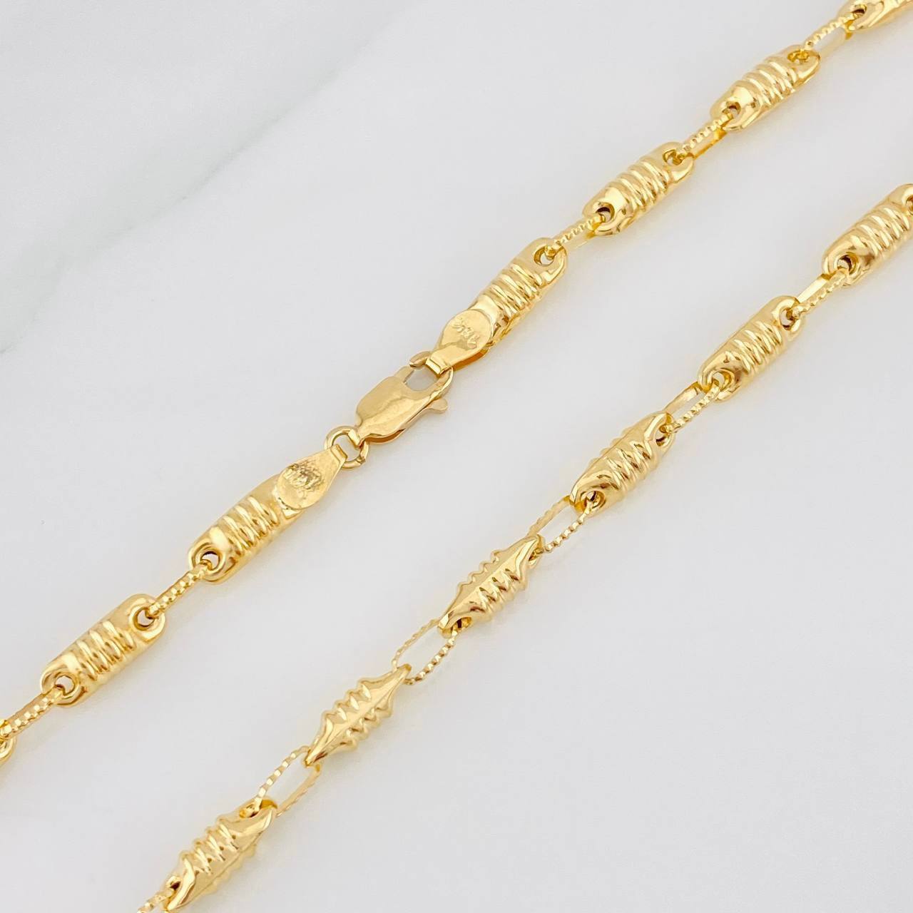 Cadena Rustica Barril Rayado 14.5g / 24 in / 3.6mm Oro Amarillo 18K