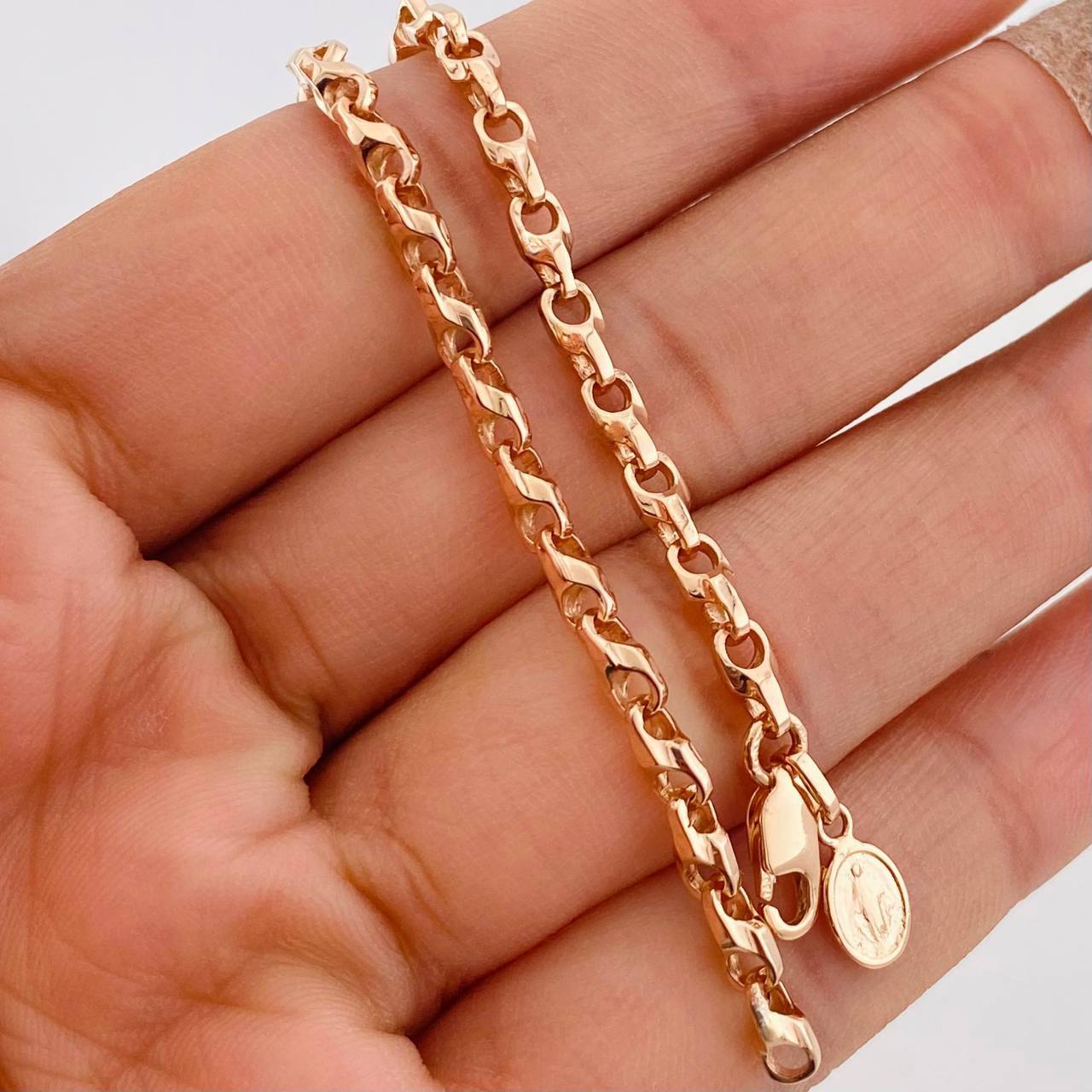 Tobillera Rustico Espiga 12.2g / 10 1/4 in / 3.33mm Oro Rosa 18K