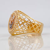 San Miguel Archangel Signet Ring 7.65g / T10 1/2 Three Golds 18K